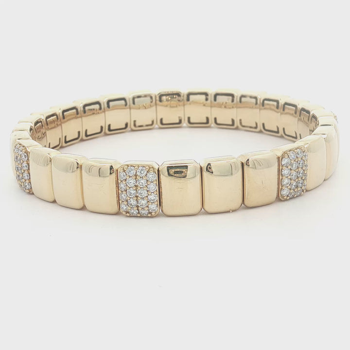 18K Yellow Gold Stretch Diamond Bangle