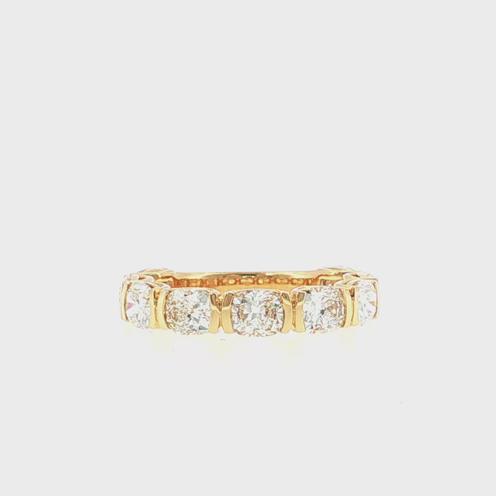 3/4 Way Lab Grown Cushion Diamond in Half Bezel Set Band