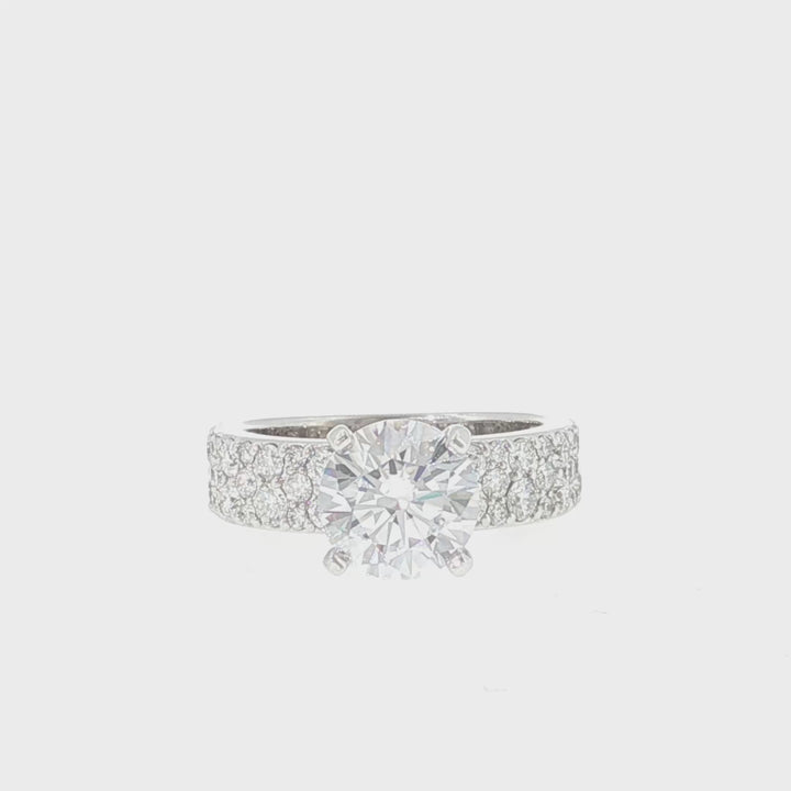Wide Band Scatter Diamond Engagement Ring - EE070