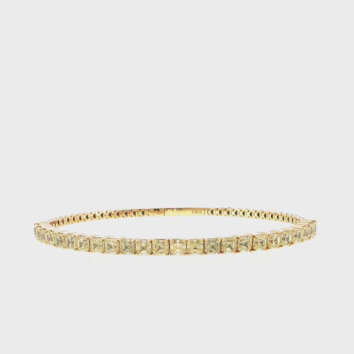 Fancy Yellow Asscher Cut Diamond Bangle